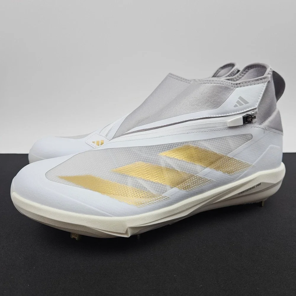 Adidas Adizero Impact+ BSB Baseball Cleats Mens Sz 12.5 White Silver Gold IF8483
